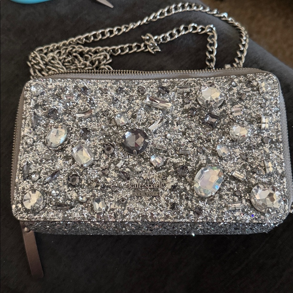 [Kate Spade] authentic metallic tinsel camera crossbody bag & matching card case - Picture 13 of 15